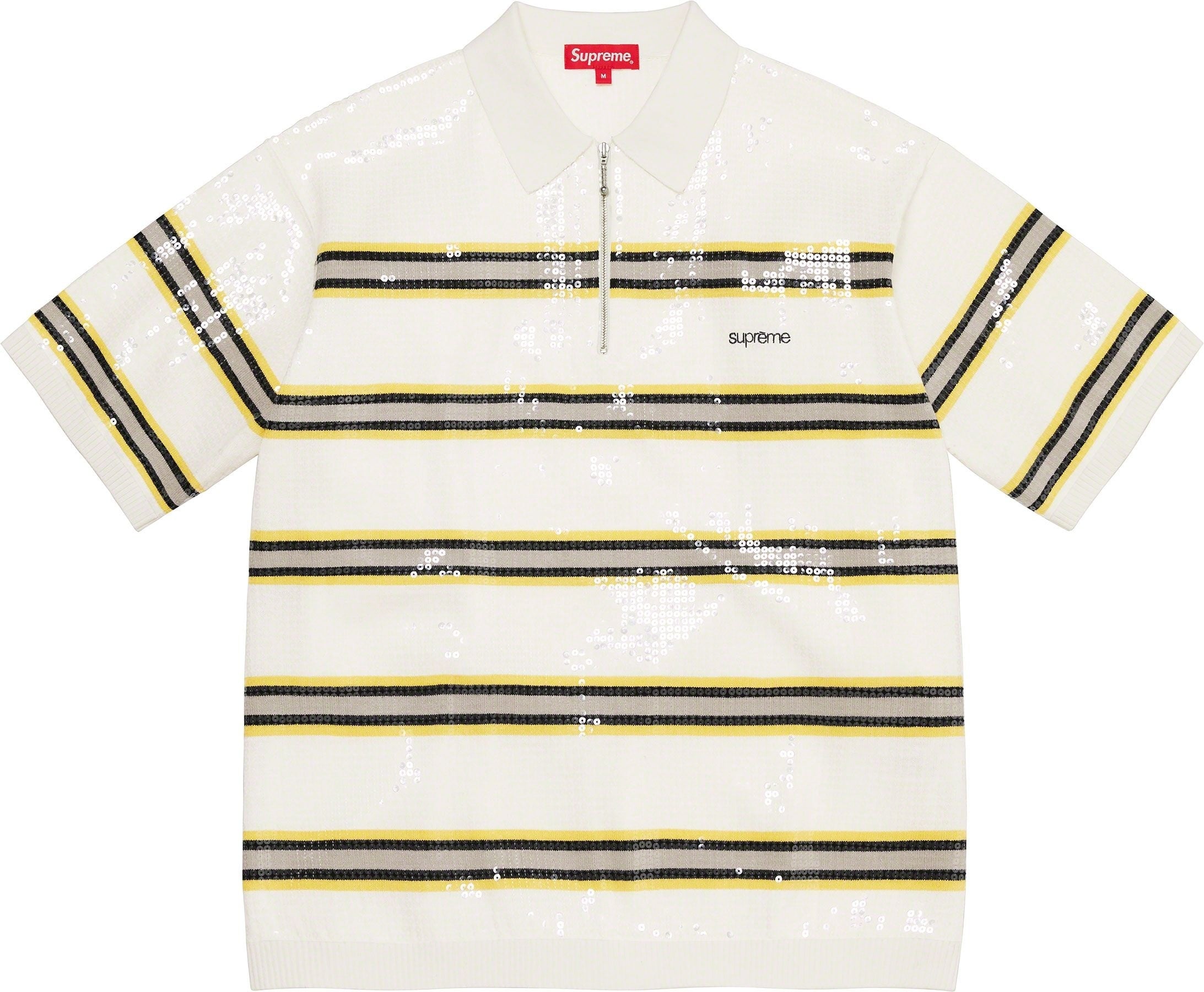 Sequin Stripe Zip Polo view 3